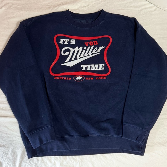 Buffalo Bills Navy Blue 'It's Von Miller Time' Sweatshirt/Crewneck - Picture 1 of 4